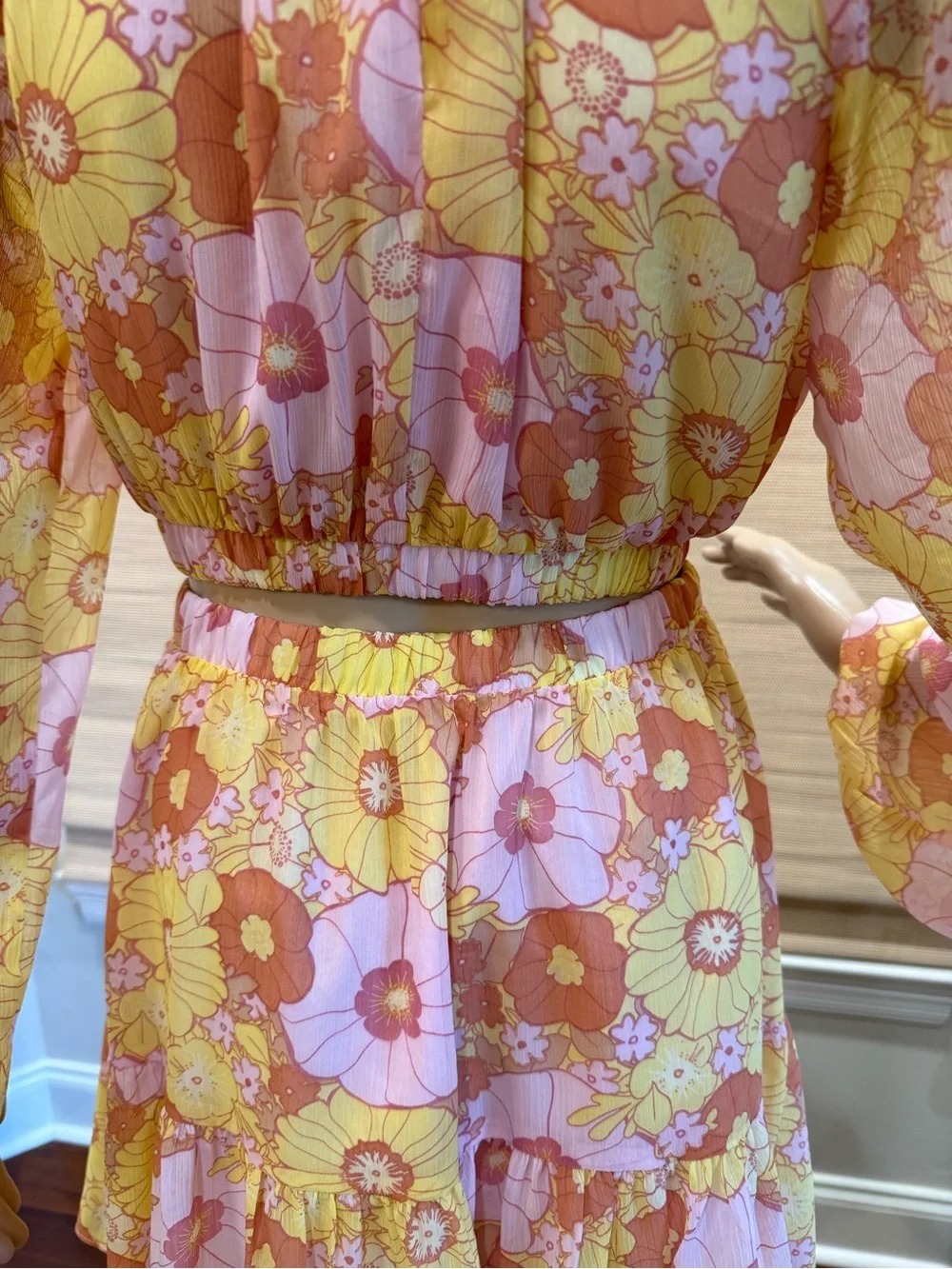 Steve Madden Pink & YellowFloral Cut Out Dress Size XS NWOT - Picture 5 of 13